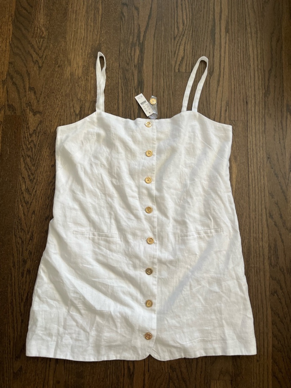 J. Crew White Linen Button-Front Mini Dress